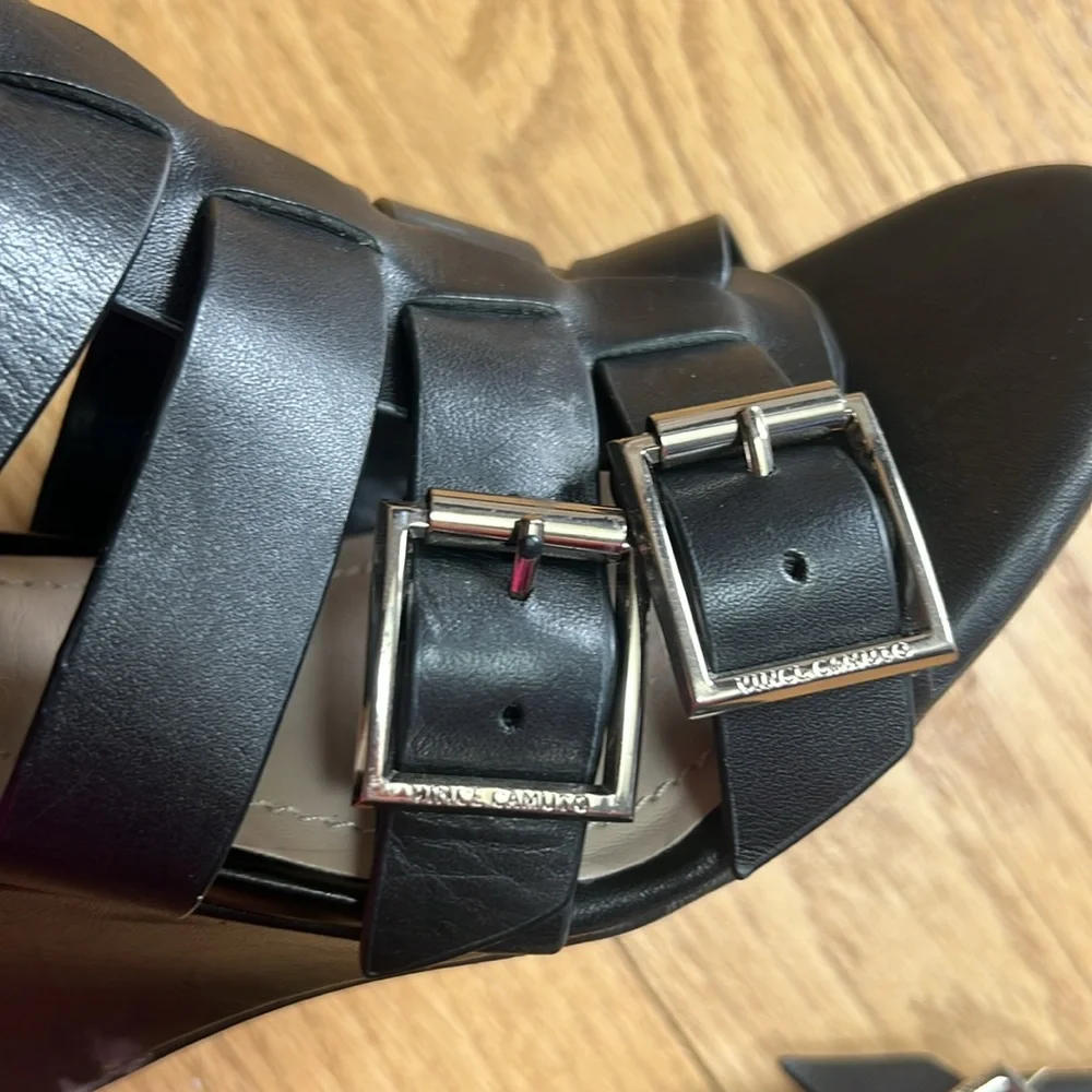 Vince Camuto Black Strappy Gladiator Wedge Sandals with Buckles – Size 8.5M - Picture 11 of 12